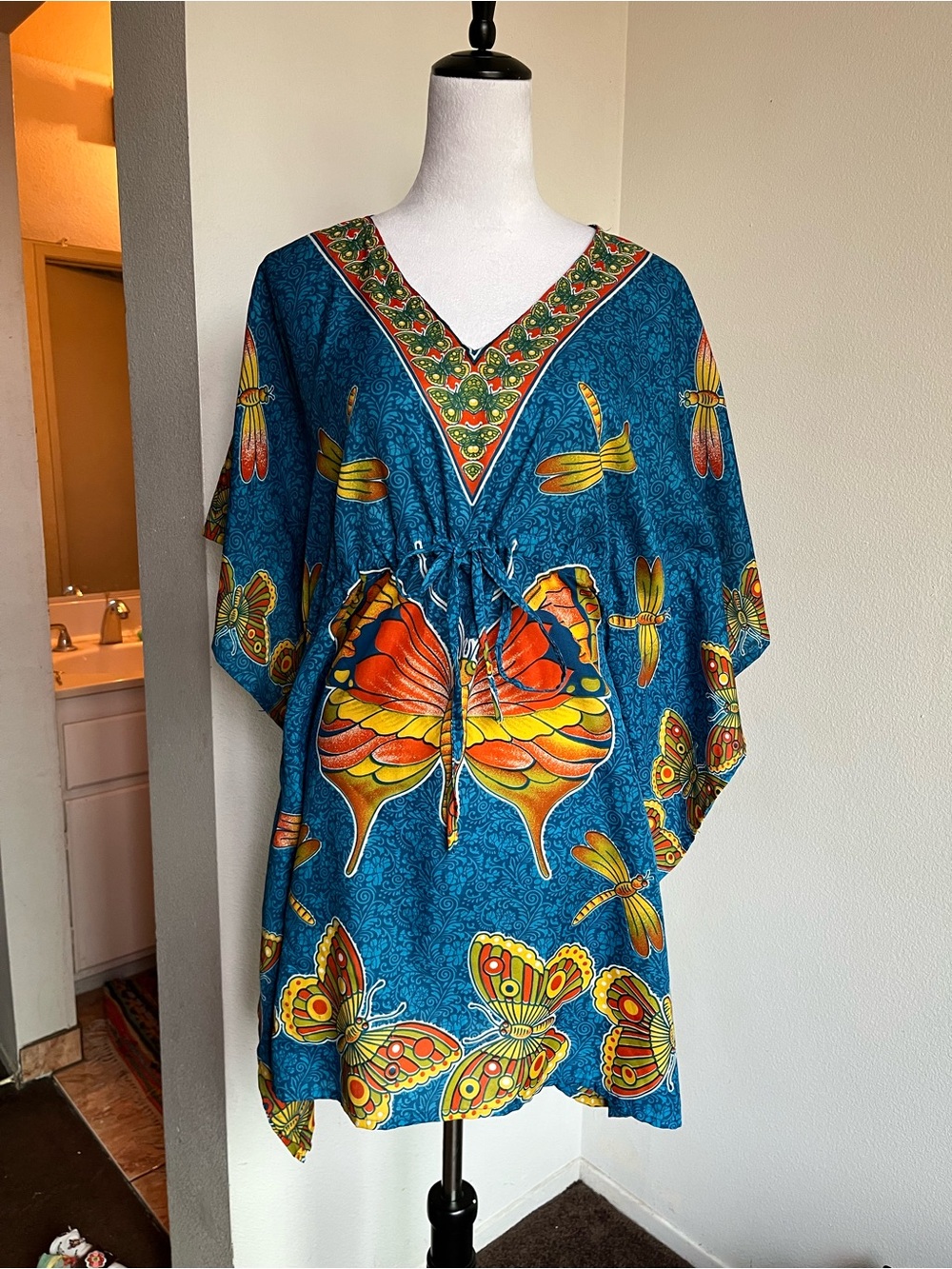 Vintage Butterfly Print Tunic/Coverup